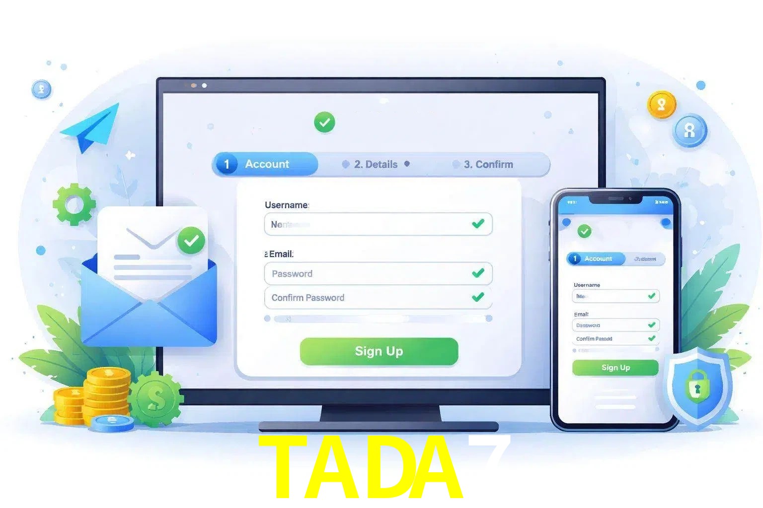 Registro de nuevo usuario y configuración de cuenta TADA7